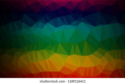 Dark Multicolor, Rainbow vector low poly texture. A vague abstract illustration with gradient. Brand new style for your business design.