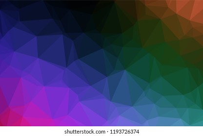 Dark Multicolor, Rainbow vector low poly layout. Shining illustration, which consist of triangles. The best triangular design for your business.
