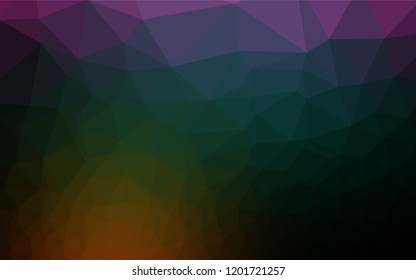 Dark Multicolor, Rainbow vector low poly layout. Geometric illustration in Origami style with gradient.  Triangular pattern for your business design.