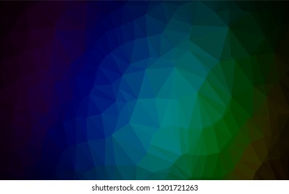 Dark Multicolor, Rainbow vector low poly layout. A vague abstract illustration with gradient. The textured pattern can be used for background.