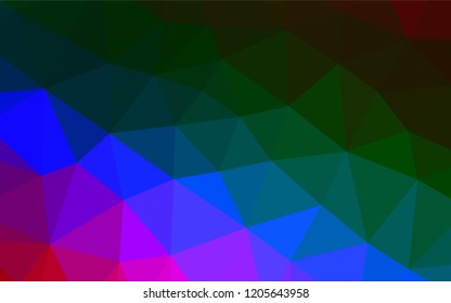 Dark Multicolor, Rainbow vector low poly texture. Geometric illustration in Origami style with gradient.  A completely new template for your business design.
