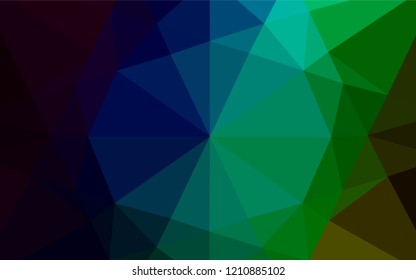 Dark Multicolor, Rainbow vector low poly cover. Triangular geometric sample with gradient.  Brand new design for your business.