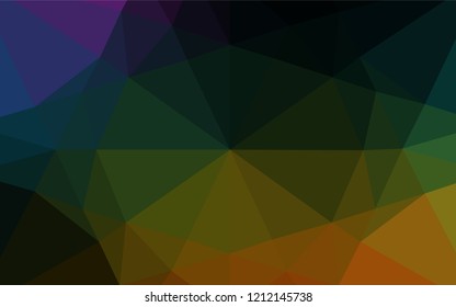 Dark Multicolor, Rainbow vector low poly cover. Shining colored illustration in a Brand new style. The polygonal design can be used for your web site.