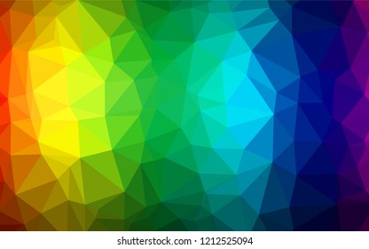 Dark Multicolor, Rainbow vector low poly texture. Shining illustration, which consist of triangles. Triangular pattern for your business design.