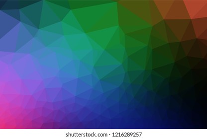 Dark Multicolor, Rainbow vector low poly texture. Colorful illustration in abstract style with gradient. The best triangular design for your business.