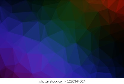 Dark Multicolor, Rainbow vector low poly texture. Colorful illustration in abstract style with gradient. Triangular pattern for your business design.