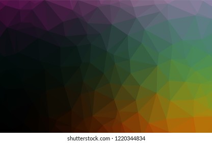 Dark Multicolor, Rainbow vector low poly layout. Geometric illustration in Origami style with gradient.  The elegant pattern can be used as part of a brand book.