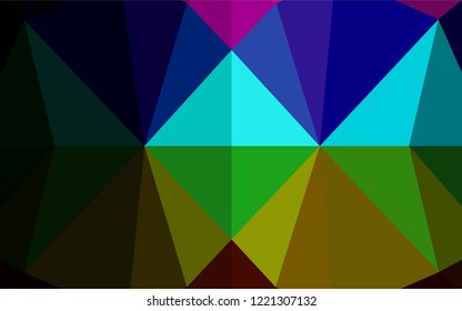 Dark Multicolor, Rainbow vector low poly texture. Glitter abstract illustration with an elegant design. The textured pattern can be used for background.