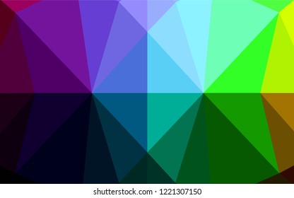 Dark Multicolor, Rainbow vector low poly texture. Geometric illustration in Origami style with gradient.  The template can be used as a background for cell phones.