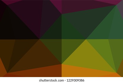 Dark Multicolor, Rainbow vector low poly texture. Geometric illustration in Origami style with gradient.  The best triangular design for your business.