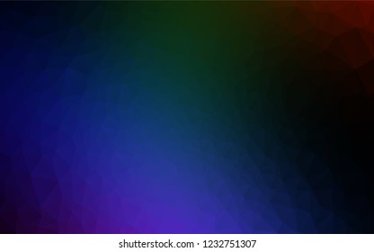 Dark Multicolor, Rainbow vector low poly layout. Triangular geometric sample with gradient.  A completely new template for your business design.