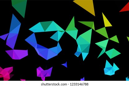 Dark Multicolor, Rainbow vector low poly cover. Shining illustration, which consist of triangles. The textured pattern can be used for background.