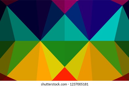 Dark Multicolor, Rainbow vector low poly texture. Creative geometric illustration in Origami style with gradient. The best triangular design for your business.