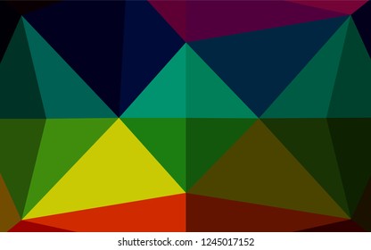 Dark Multicolor, Rainbow vector low poly texture. Creative illustration in halftone style with gradient. Triangular pattern for your business design.