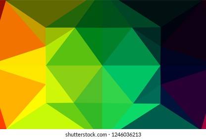 Dark Multicolor, Rainbow vector low poly layout. Triangular geometric sample with gradient.  A completely new template for your business design.