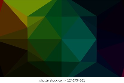Dark Multicolor, Rainbow vector low poly cover. Modern geometrical abstract illustration with gradient. The elegant pattern can be used as part of a brand book.