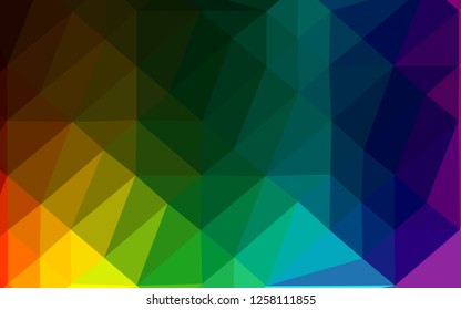 Dark Multicolor, Rainbow vector low poly cover. A sample with polygonal shapes. Completely new design for your business.
