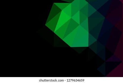 Dark Multicolor, Rainbow vector low poly cover. Triangular geometric sample with gradient.  Template for your brand book.