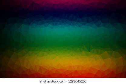 Dark Multicolor, Rainbow vector low poly texture. Geometric illustration in Origami style with gradient. Brand new style for your business design.