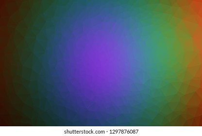 Dark Multicolor, Rainbow vector low poly cover. A sample with polygonal shapes. Polygonal design for your web site.