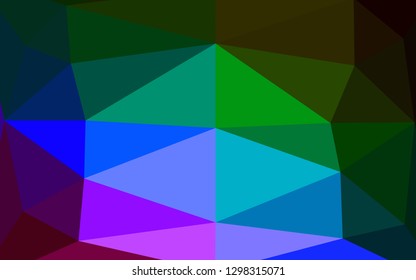 Dark Multicolor, Rainbow vector low poly texture. Shining illustration, which consist of triangles. Completely new template for your business design.