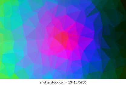 Dark Multicolor, Rainbow vector low poly texture. Shining colored illustration in a Brand new style. Elegant pattern for a brand book.
