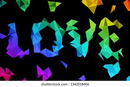 Dark Multicolor, Rainbow vector low poly cover. Geometric illustration in Origami style with gradient. Completely new template for your business design.