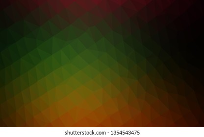 Dark Multicolor, Rainbow vector low poly texture. Shining illustration, which consist of triangles. Brand new design for your business.