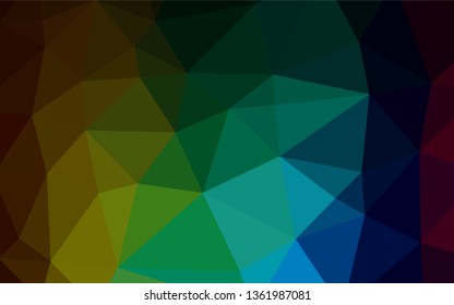 Dark Multicolor, Rainbow vector low poly cover. Creative geometric illustration in Origami style with gradient. A completely new template for your business design.