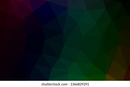 Dark Multicolor, Rainbow vector low poly cover. A sample with polygonal shapes. Textured pattern for background.