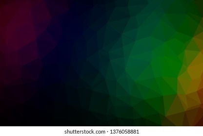 Dark Multicolor, Rainbow vector low poly layout. Creative illustration in halftone style with gradient. Template for a cell phone background.