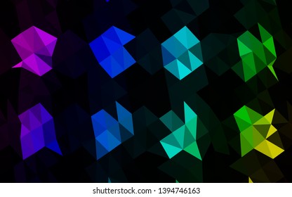 Dark Multicolor, Rainbow vector low poly texture. Shining colored illustration in a Brand new style. Template for your brand book.
