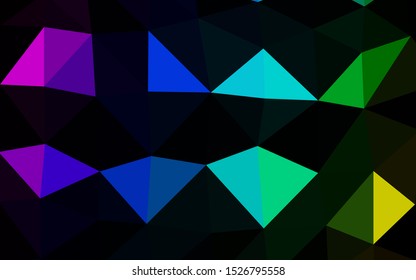 Dark Multicolor, Rainbow vector low poly cover. Geometric illustration in Origami style with gradient. Completely new template for your business design.