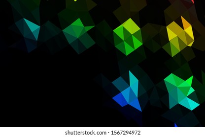 Dark Multicolor, Rainbow vector low poly cover. Modern geometrical abstract illustration with gradient. Elegant pattern for a brand book.