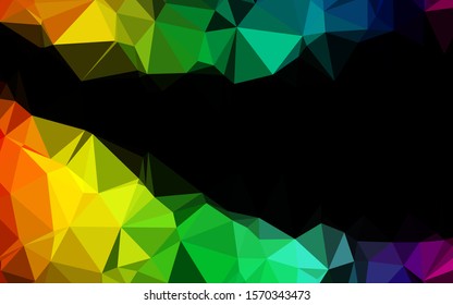 Dark Multicolor, Rainbow vector low poly texture. A sample with polygonal shapes. Template for your brand book.