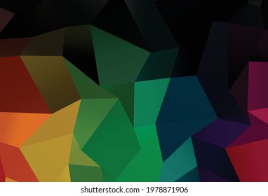 Dark Multicolor, Rainbow vector low poly texture. Glitter abstract illustration with an elegant design. Template for your brand book.