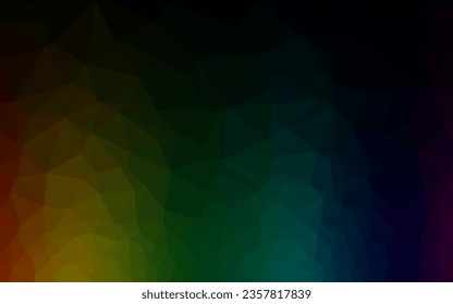 Dark Multicolor, Rainbow vector low poly texture. Colorful illustration in Origami style with gradient.  Triangular pattern for your business design.