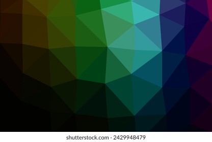 Dark Multicolor, Rainbow vector low poly cover. A vague abstract illustration with gradient. Polygonal design for your web site.