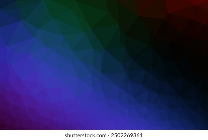 Dark Multicolor, Rainbow vector low poly texture. Shining colored illustration in a Brand new style. The best triangular design for your business.
