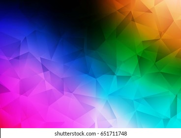 Dark Multicolor, Rainbow vector low poly template. Colorful illustration in abstract style with gradient. The completely new template can be used for your brand book.