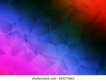 Dark Multicolor, Rainbow vector low poly pattern. Geometric illustration in Origami style with gradient.  The elegant pattern can be used as part of a brand book.