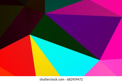 Dark Multicolor, Rainbow vector low poly template. Colorful abstract illustration with gradient. Triangular pattern for your business design.