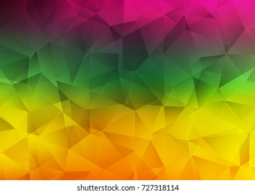 Dark Multicolor, Rainbow vector low poly background. Triangular geometric sample with gradient.  A new texture for your design.