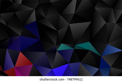 Dark Multicolor, Rainbow vector low poly template. Triangular geometric sample with gradient.  Triangular pattern for your business design.