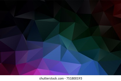 Dark Multicolor, Rainbow vector low poly pattern. Geometric illustration in Origami style with gradient.  The best triangular design for your business.