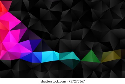 Dark Multicolor, Rainbow vector low poly background. An elegant bright illustration with gradient. The elegant pattern can be used as part of a brand book.