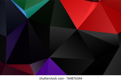 Dark Multicolor, Rainbow vector low poly background. Glitter abstract illustration with an elegant design. The elegant pattern can be used as part of a brand book.