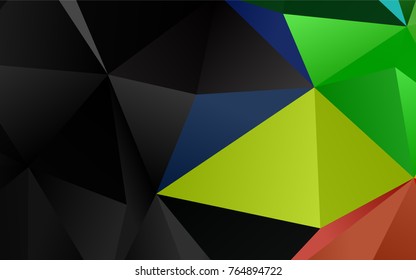 Dark Multicolor, Rainbow vector low poly pattern. Geometric illustration in Origami style with gradient.  The textured pattern can be used for background.