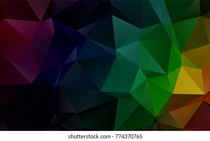 Dark Multicolor, Rainbow vector low poly pattern. Creative geometric illustration in Origami style with gradient. The textured pattern can be used for background.