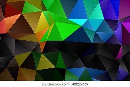 Dark Multicolor, Rainbow vector low poly background. Brand-new colored illustration in blurry style with gradient. A completely new design for your business.